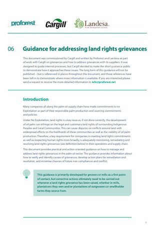 Guidance for addressing land rights grievances