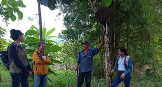 Group in cocoa plantation, Juanjui, Peru