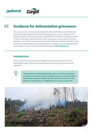 Guidance for deforestation grievances