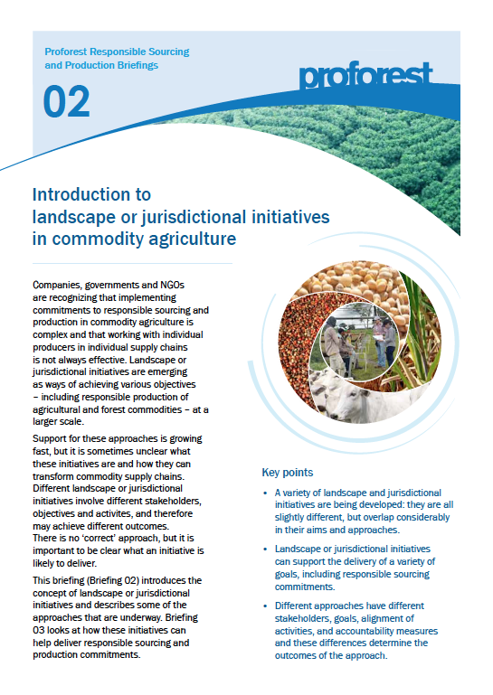 Nota 2: Introducción a las iniciativas de paisaje o jurisdiccionales en la agricultura de productos básicos