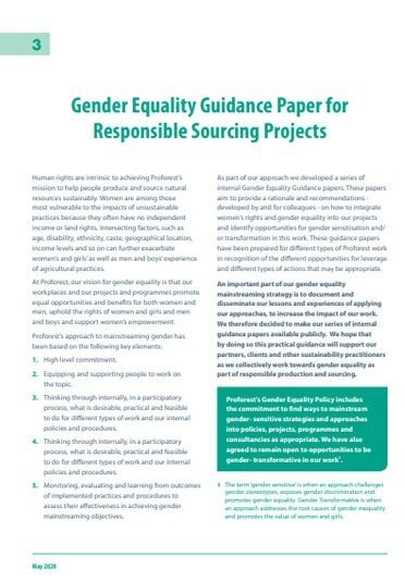 Gender Equality Guidance Paper: Responsible Sourcing Projects