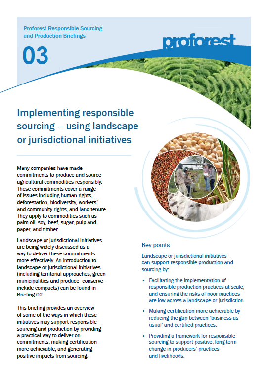 Nota 3: Implementación del abastecimiento responsable mediante iniciativas de paisaje o jurisdiccionales