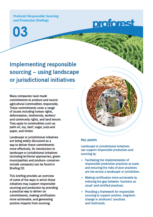 Implementing responsible sourcing – using landscape or jurisdictional initiatives