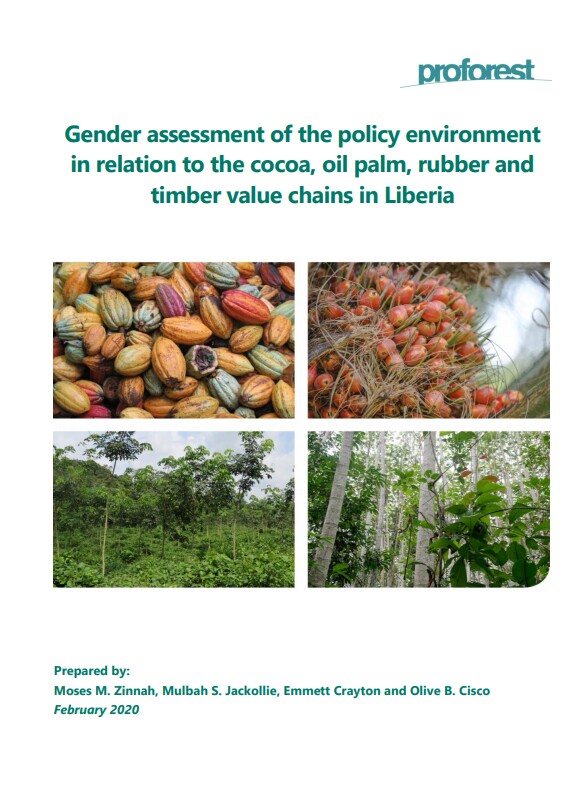 Gender assessment of the policy environment in relation to the cocoa, oil palm, rubber and timber value chains in Liberia