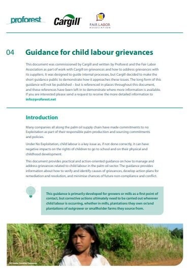 Guidance for child labour grievances