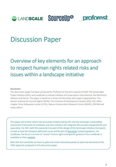 Discussion paper on human rights related risks and issues within a landscape initiative