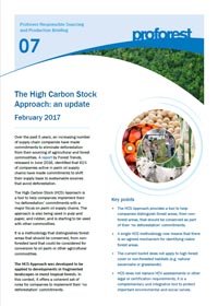 The High Carbon Stock Approach: an update